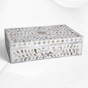 Floral Mother Of Pearl Inlay Box White