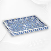 Floral Mother of Pearl Inlay Tray Blue