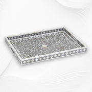 Floral Mother of Pearl Inlay Tray Grey