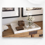 Floral Mother of Pearl Inlay Tray White