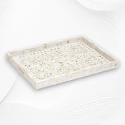 Floral Mother of Pearl Inlay Tray White