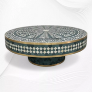 Floral Vines Bone Inlay Round Coffee Table Green
