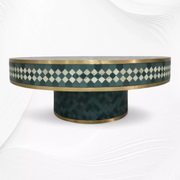 Floral Vines Bone Inlay Round Coffee Table Green