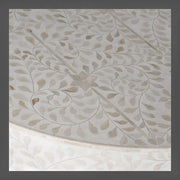 Floral White Bone Inlay Center Table With Brass