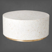 Floral White Bone Inlay Center Table With Brass