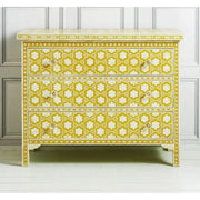 Flower Bone Inlay Chest of 3 Drawers Yellow