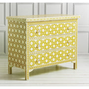 Flower Bone Inlay Chest of 3 Drawers Yellow