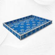 Flower Bone Inlay Tray Blue