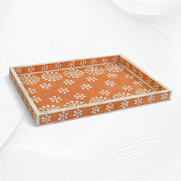 Flower Bone Inlay Tray Orange