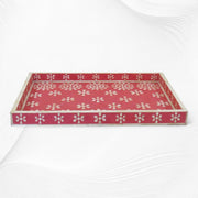 Flower Bone Inlay Tray Red