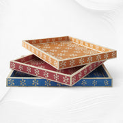Flower Bone Inlay Tray Orange