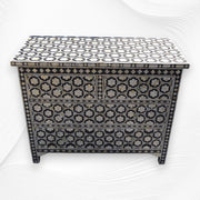 Flower Mother Of Pearl Inlay 4 Drawer Chest Black