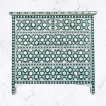 Flower Bone Inlay 5 Drawer Chest Teal Green 1