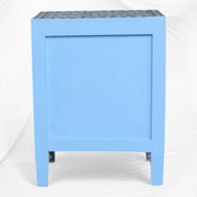 Geometric Bedside Bone Inlay 3 Drawer Blue