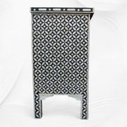 Geometric Bone Inlay 2 Drawer Bedside Large Black