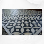 Geometric Bone Inlay 2 Drawer Bedside Large Black