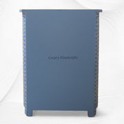 Geometric Bone Inlay 4 Drawer Bedside Blue | Blue Bedside Table