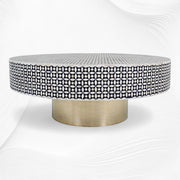 Geometric Bone Inlay Coffee Table Black