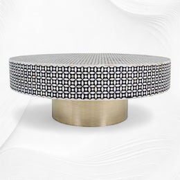 Geometric Bone Inlay Coffee Table Black