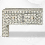 Geometric Bone Inlay Console 4 Drawers Grey