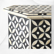 Geometric Bone Inlay Hexagonal Side Table Black