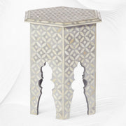 Geometric Bone Inlay Hexagonal Side Table Grey