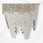 Geometric Bone Inlay Hexagonal Side Table Grey