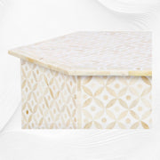 Geometric Bone Inlay Hexagonal Side Table White