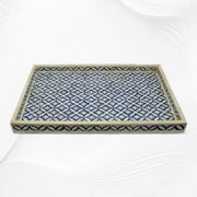 Geometric Bone Inlay Tray Blue