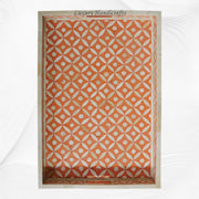 Geometric Bone Inlay Tray Orange | Inlaid Tray