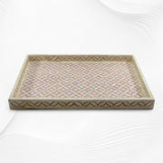 Geometric Bone Inlay Square Tray Pink