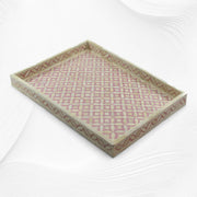 Geometric Bone Inlay Square Tray Pink