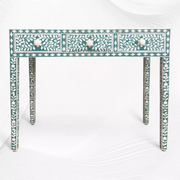 Green Bone Inlay Floral 3 Drawer Console
