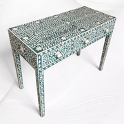 Green Bone Inlay Floral 3 Drawer Console