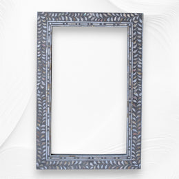 Grey Mother Of Pearl Inlay Leaf Mirror