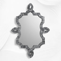 Hollywood Regency Colored Bone Inlay Wall Mirror Grey