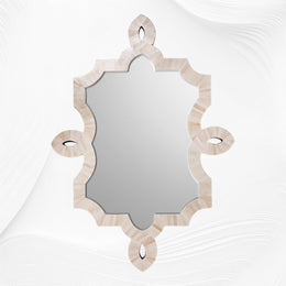 Hollywood Regency Natural Bone Inlay Wall Mirror
