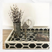 Honeycomb Bone Inlay Tray Black