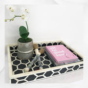 Honeycomb Bone Inlay Tray Black