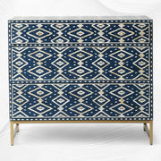 Ikat Bone Inlay 3 Drawer Dresser Indigo