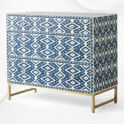 Ikat Bone Inlay 3 Drawer Dresser Indigo