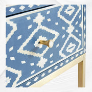 Ikat Bone Inlay Bedside 1 Drawer Indigo