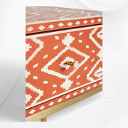 Ikat Bone Inlay Bedside 1 Drawer Orange