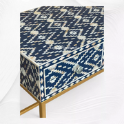 Ikat Mother of Pearl Inlay Console Table Blue