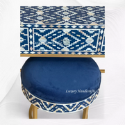 Ikat Mother of Pearl Inlay Inlay Vanity Set Blue