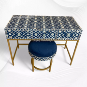 Ikat Mother of Pearl Inlay Inlay Vanity Set Blue