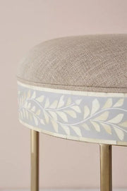 Bone Inlay Scroll Vine Design 3 Drawers Console and Stool Grey 4