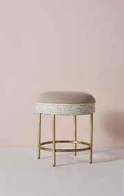 Bone Inlay Scroll Vine Design 3 Drawers Console and Stool Grey 3