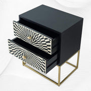 Illusion Bone Inlay Nightstand Black