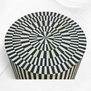 Illusion Bone Inlay Stripe Side Table Black